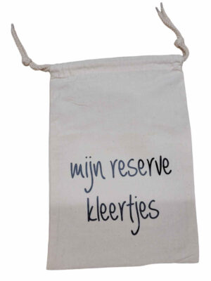 katoen opbergzakje met de opdruk mijn reserve kleertjes