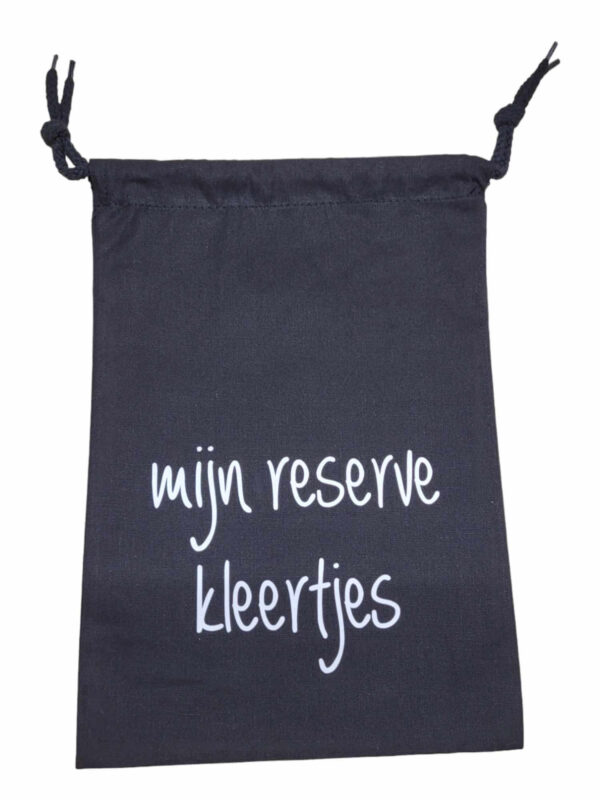 katoen opbergzakje met de opdruk mijn reserve kleertjes