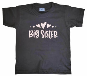 T-shirt big sister zwart