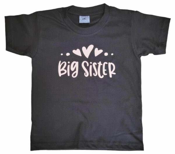 T-shirt big sister zwart